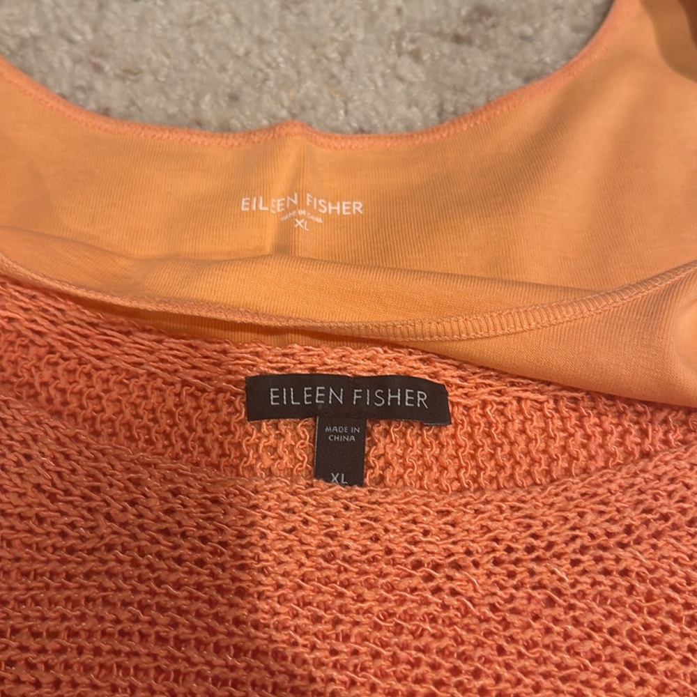 Eileen Fisher Vibrant Orange Knit Sweater - Picture 2 of 4